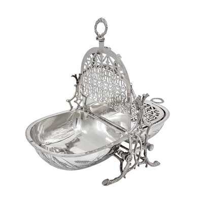 Victorian silver-plated Aesthetic folding biscuit box, Staniforth Fenton