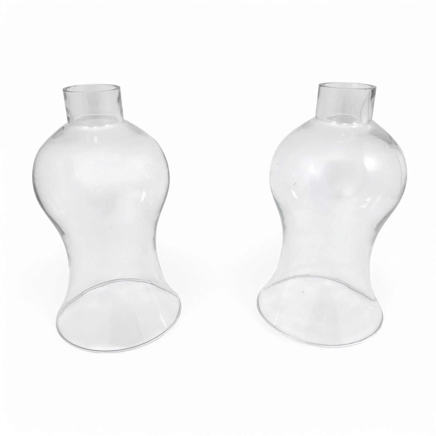 1790's Old Sheffield plate tall candlesticks with hurricane glass shades