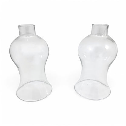 1790's Old Sheffield plate tall candlesticks with hurricane glass shades