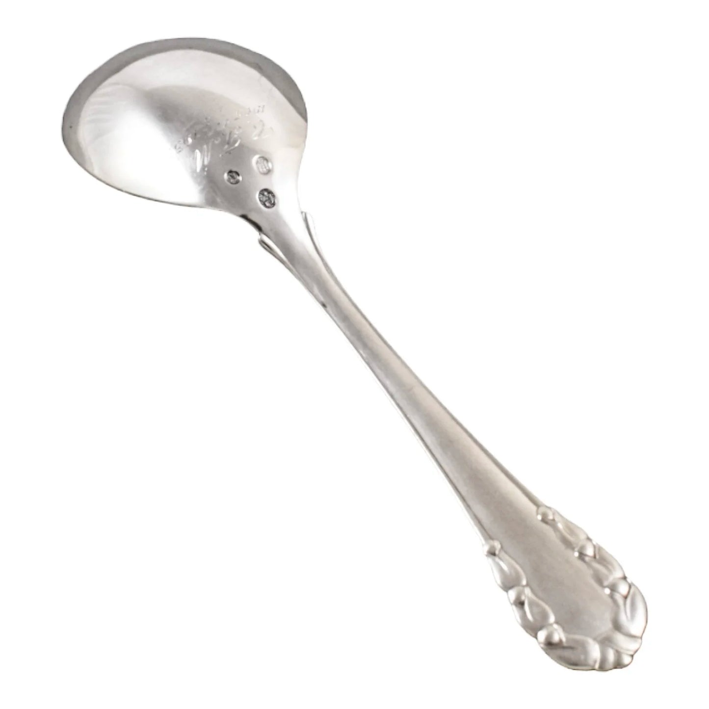 1920's Georg Jensen 830 silver Lily of the Valley / Rose / Liljekonval salad serving spoon