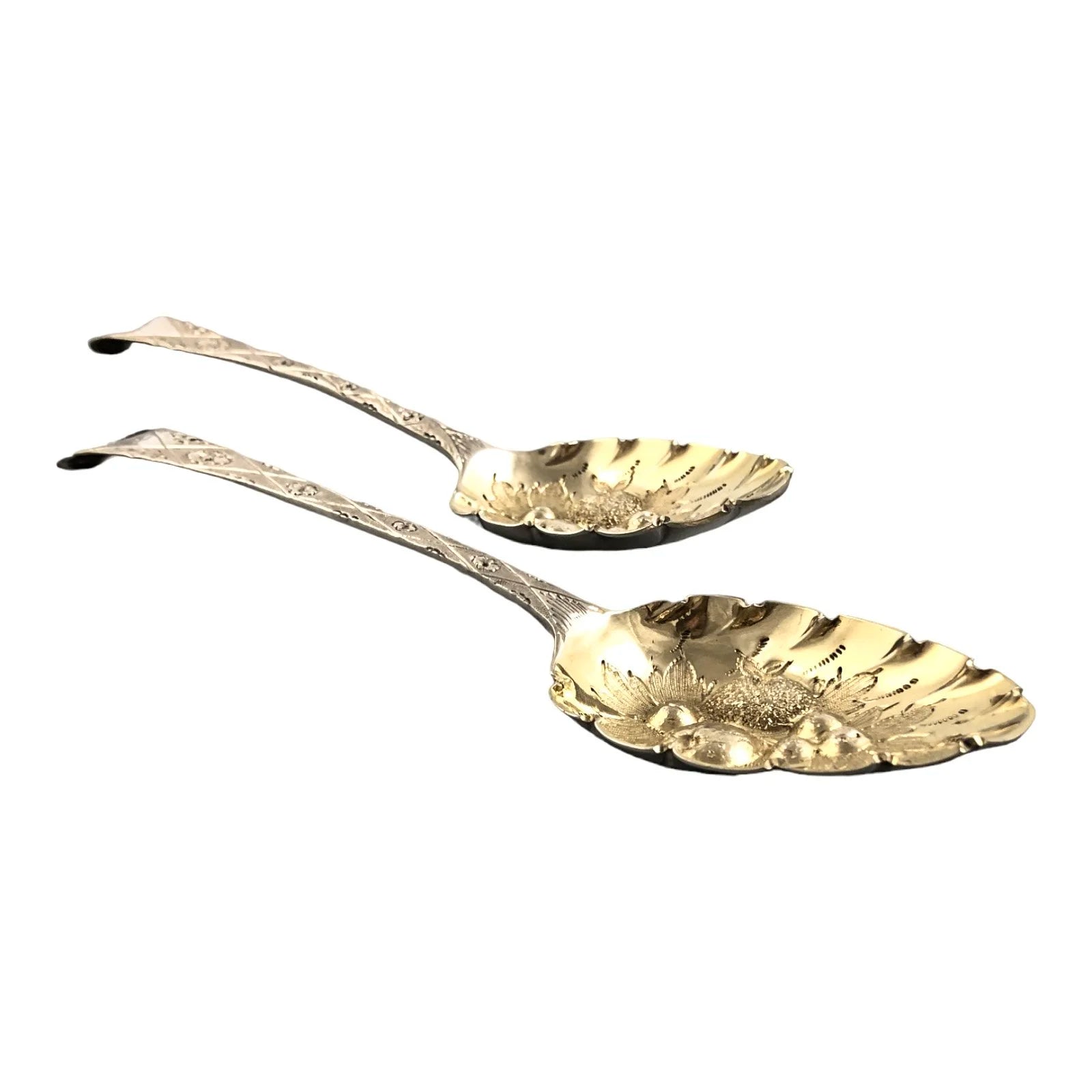 George III gilt sterling silver berry spoons, 1783