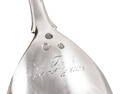 1920's Georg Jensen 830 silver Lily of the Valley / Rose / Liljekonval salad serving spoon