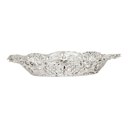 Victorian sterling silver bonbon dish with Green Man masks, Thomas Hayes 1898