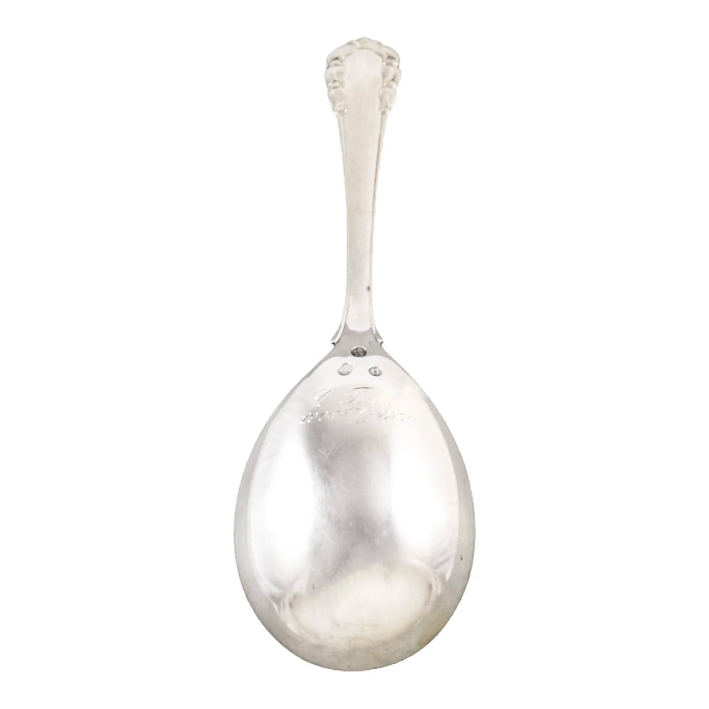 1920's Georg Jensen 830 silver Lily of the Valley / Rose / Liljekonval salad serving spoon
