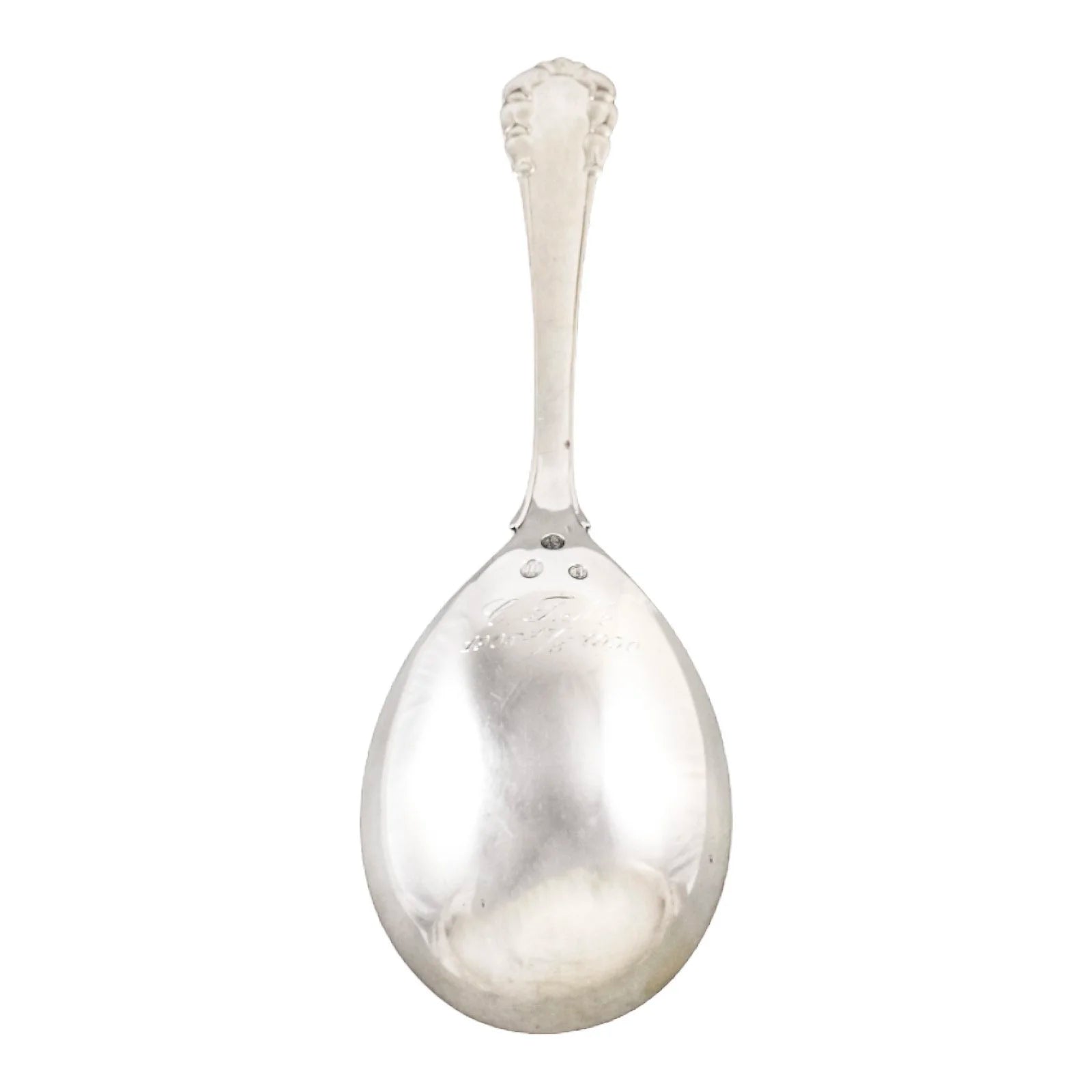 1920's Georg Jensen 830 silver Lily of the Valley / Rose / Liljekonval salad serving spoon