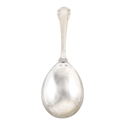 1920's Georg Jensen 830 silver Lily of the Valley / Rose / Liljekonval salad serving spoon