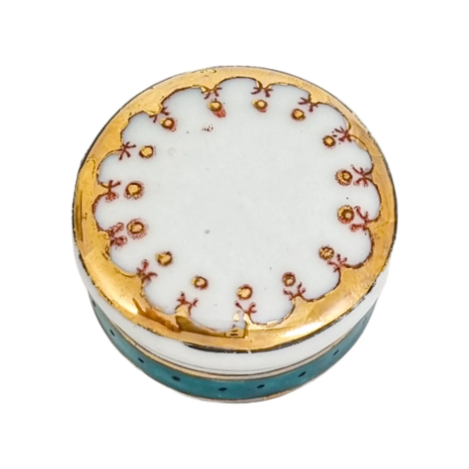 Late 19th century French Samson armorial porcelain tea caddy with riverscape scenes