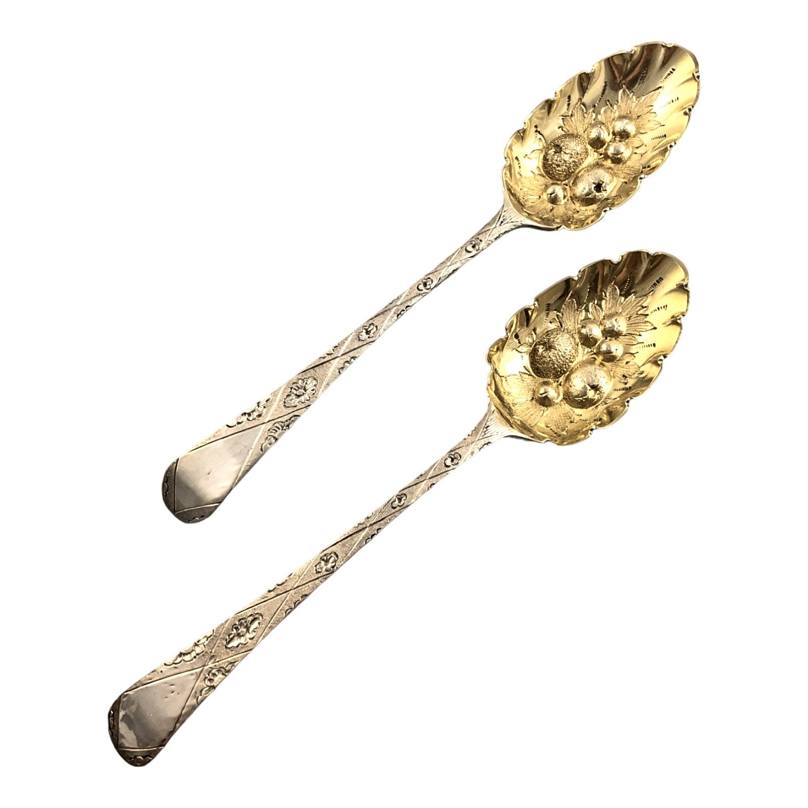George III gilt sterling silver berry spoons, 1783