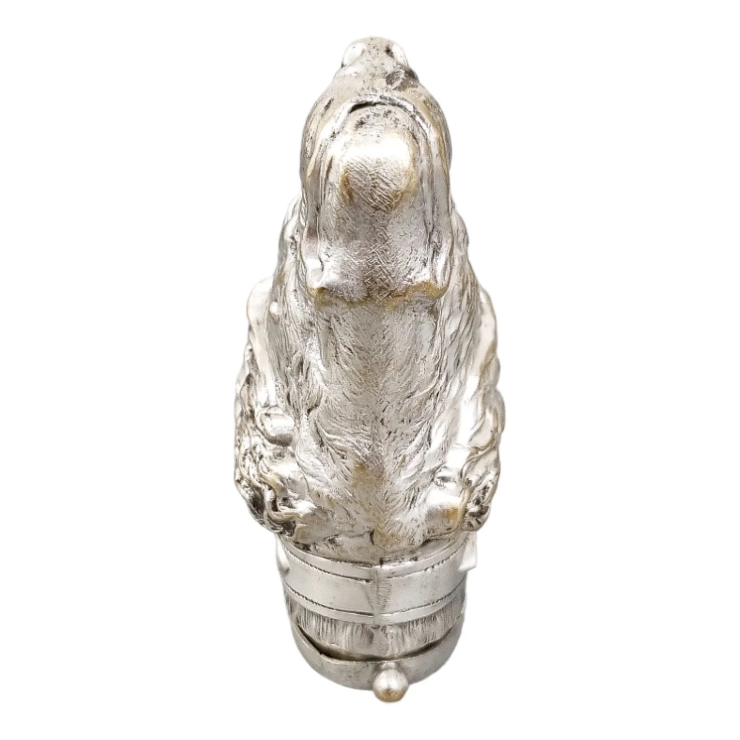 Large Victorian silver plated vesta match holder, hunting hound / gun dog