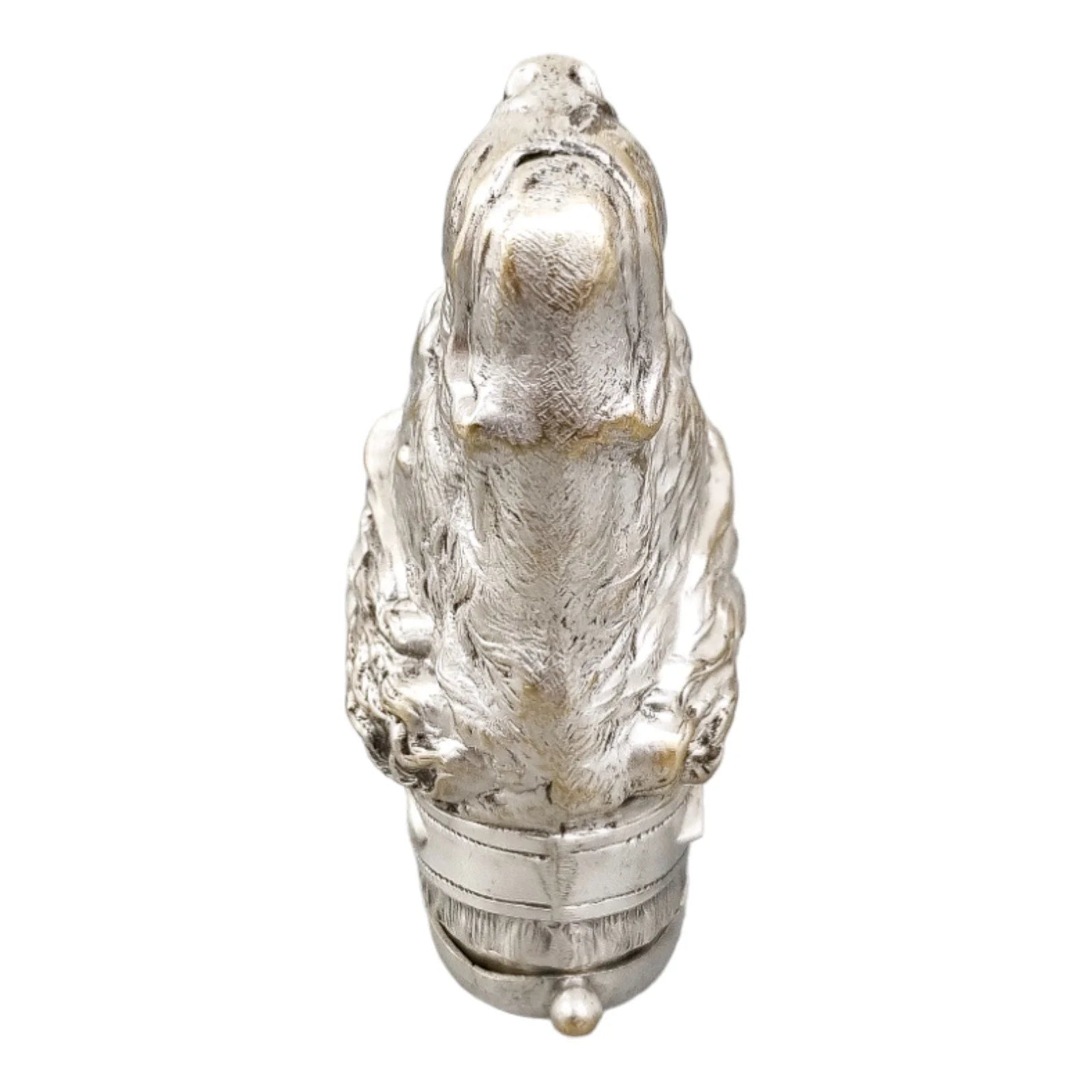 Large Victorian silver plated vesta match holder, hunting hound / gun dog