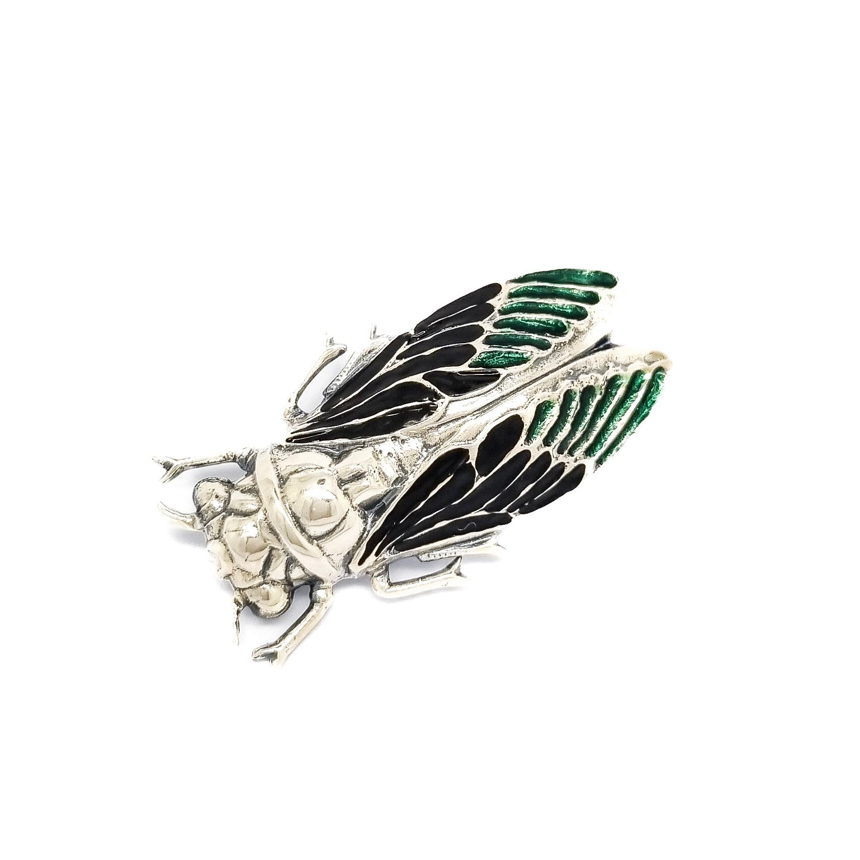 Sterling silver enamel bug / beetle statement brooch