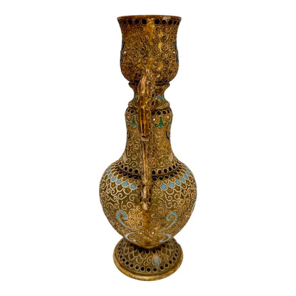 Victorian 1890's Wilhelm Schiller & Sohn twin-handled pottery vase in Islamic style