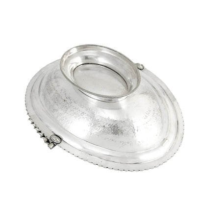 Victorian silver plated oval pedestal basket with twisted handle