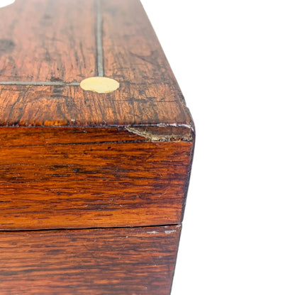 Victorian mahogany and mother of pearl jewellery trinket storage box