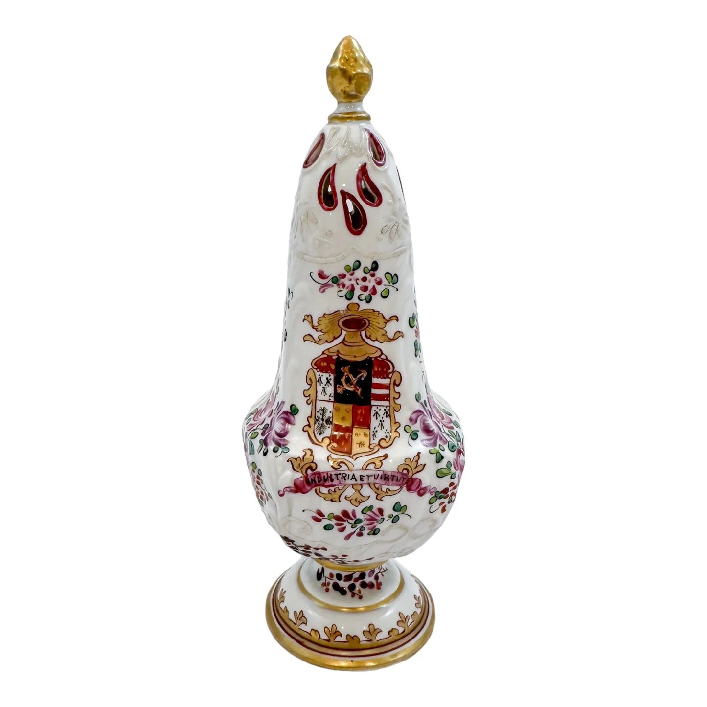 19th century Samson of Paris porcelain Chinese Export style armorial muffineer