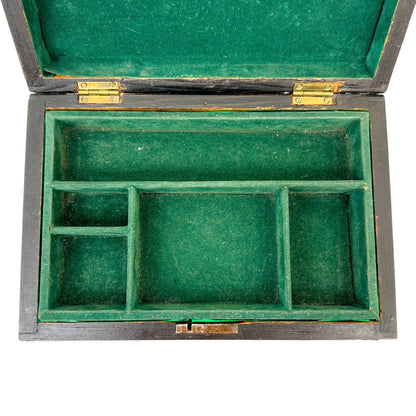 Victorian domed Tunbridge Ware storage jewellery box with lift out tray