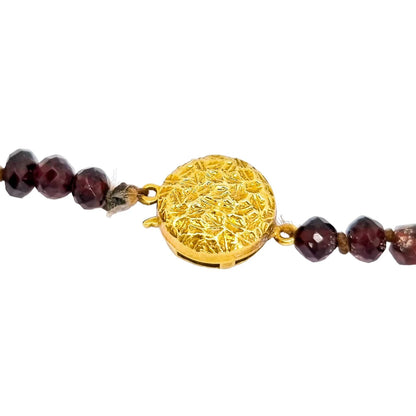 Antique Belle Époque double strand garnet necklace with gold clasp