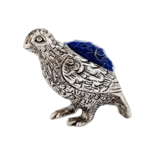 Edwardian style sterling silver quail bird pin cushion