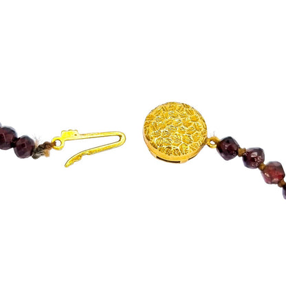 Antique Belle Époque double strand garnet necklace with gold clasp