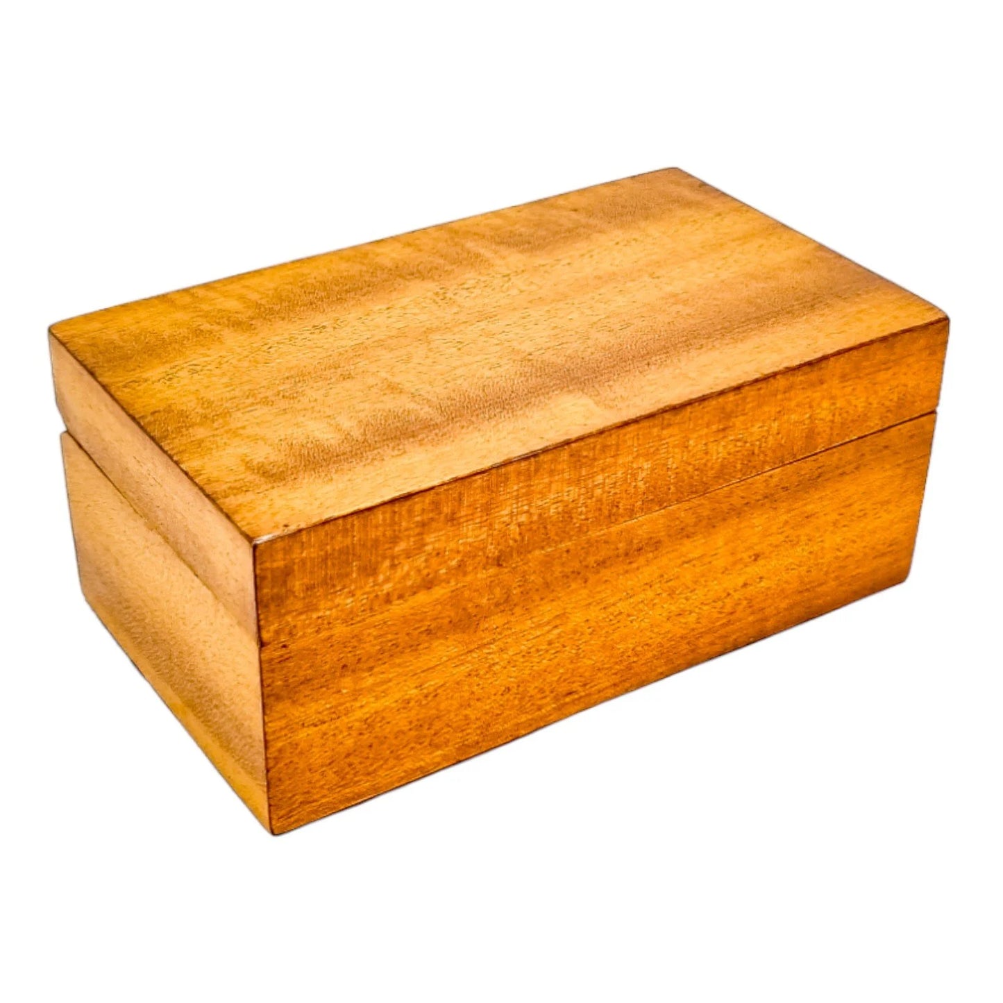 Art Deco satinwood keepsake / card box with cherry leather lining