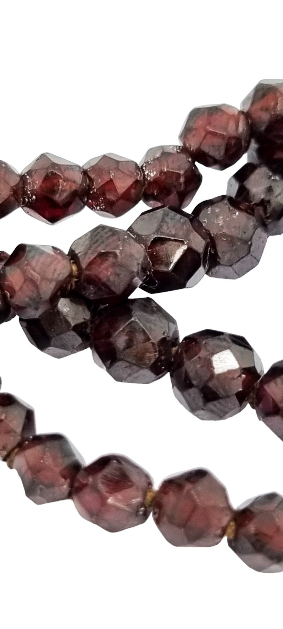 Antique Belle Époque double strand garnet necklace with gold clasp