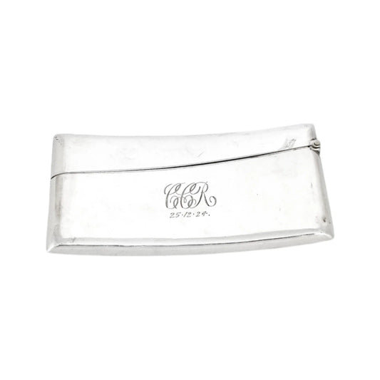 Art Deco sterling silver 9ct rose gold card case with leaf decoration
