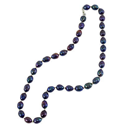 Baroque Tahitian pearl single strand iridescent Princess necklace with sterling silver beads