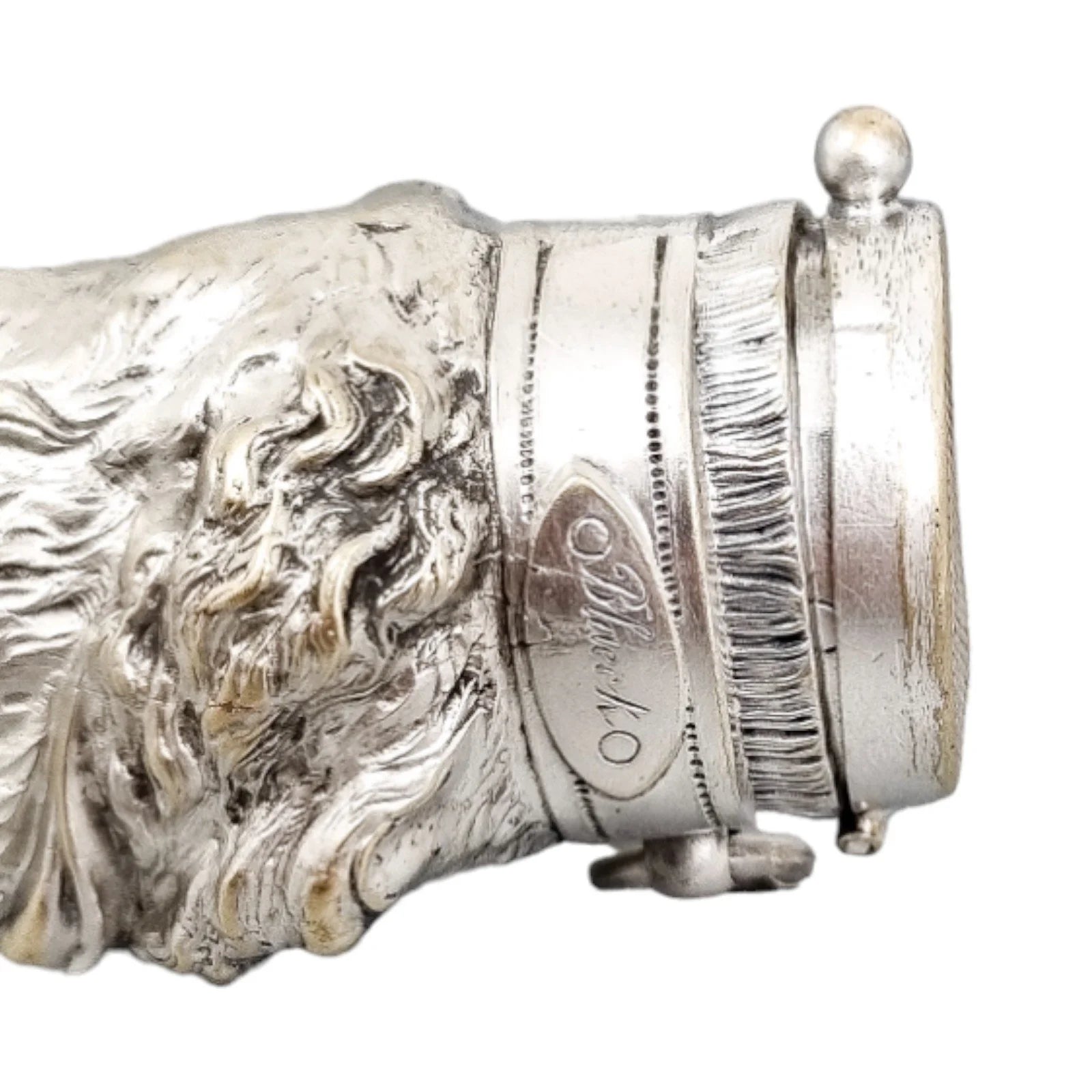 Large Victorian silver plated vesta match holder, hunting hound / gun dog