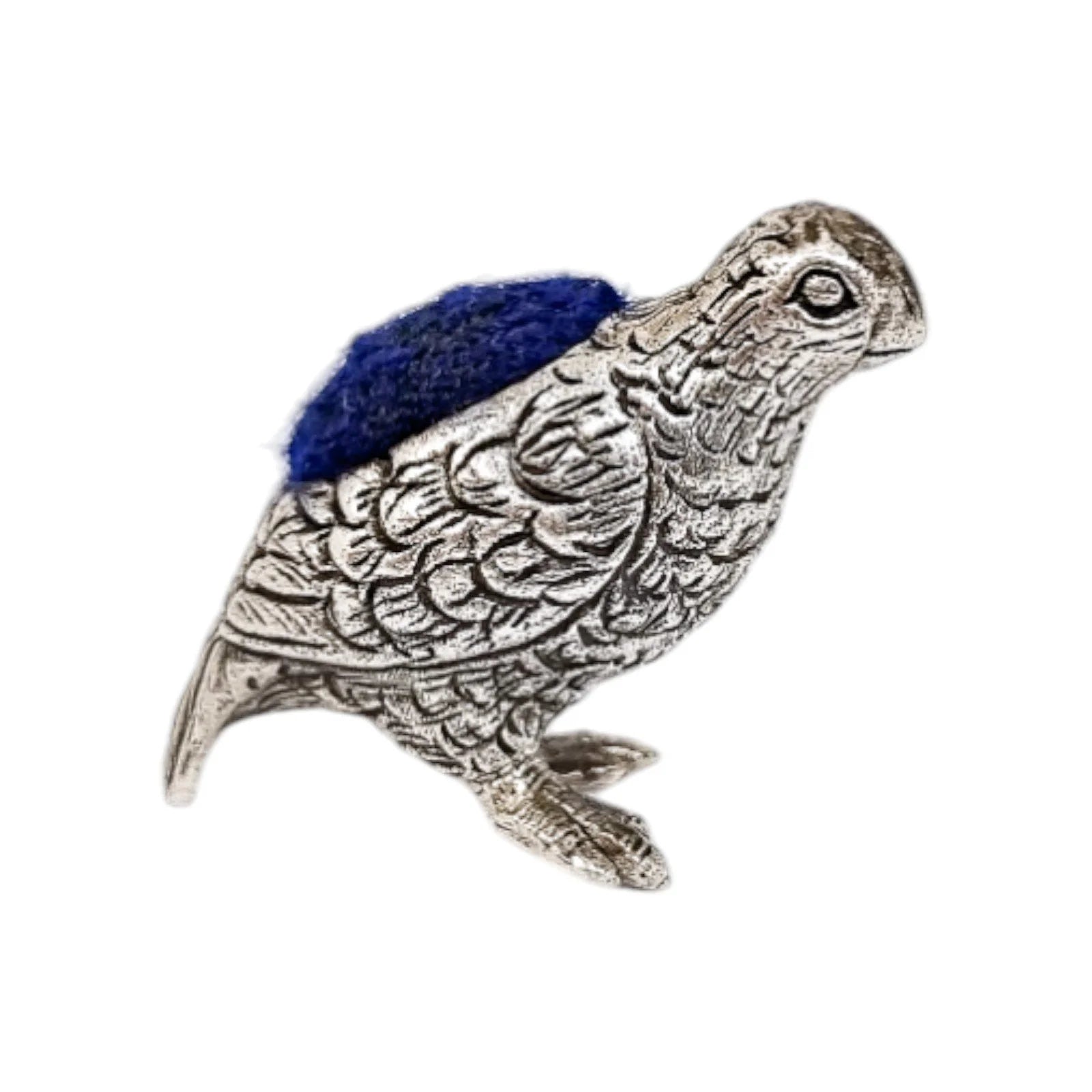 Edwardian style sterling silver quail bird pin cushion