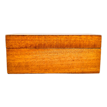 Art Deco satinwood keepsake / card box with cherry leather lining