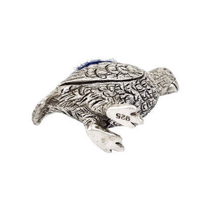 Edwardian style sterling silver quail bird pin cushion