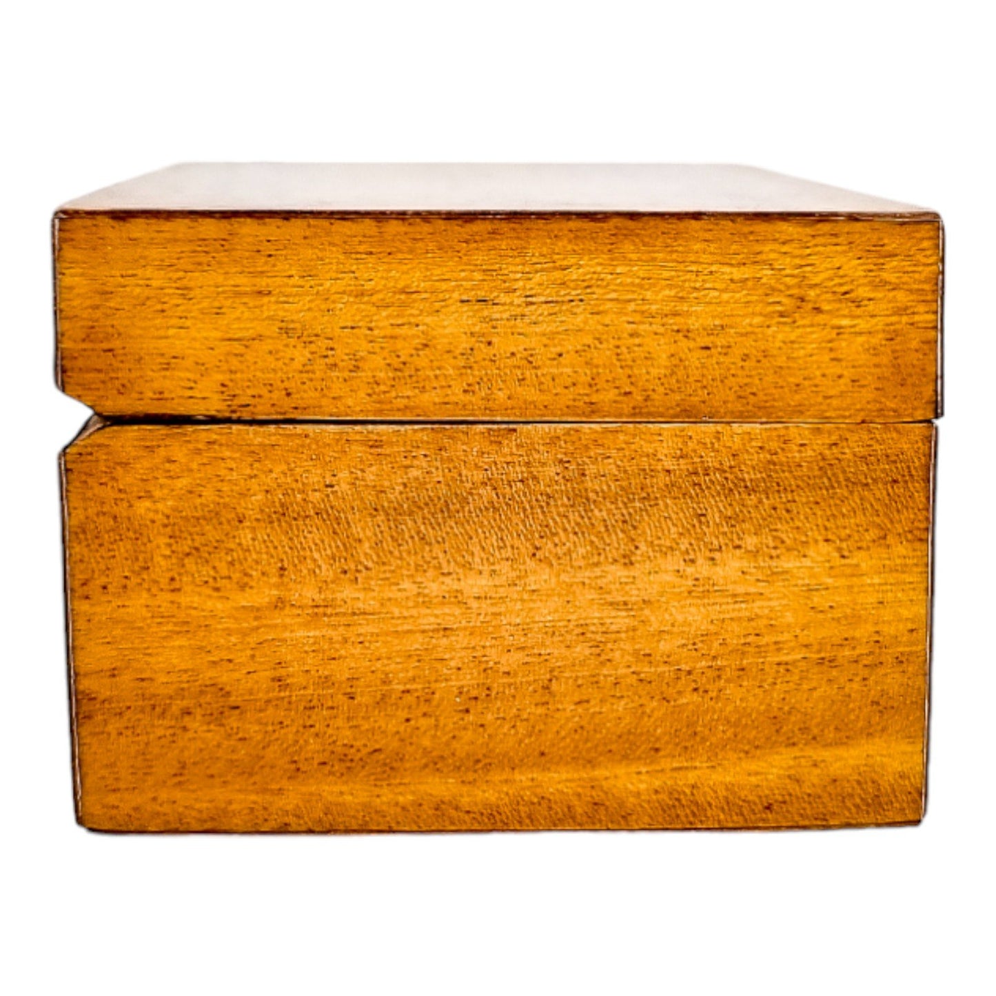 Art Deco satinwood keepsake / card box with cherry leather lining