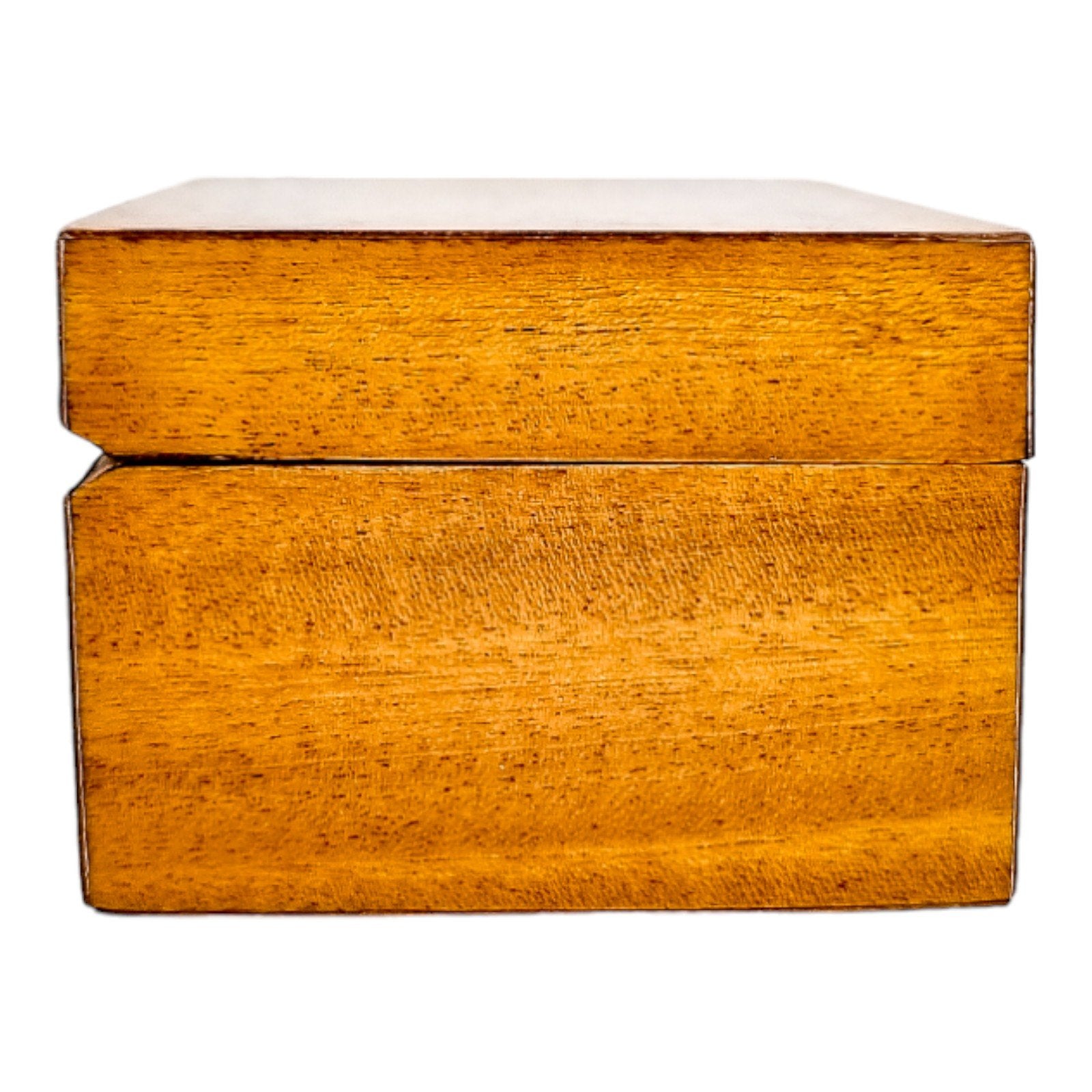 Art Deco satinwood keepsake / card box with cherry leather lining