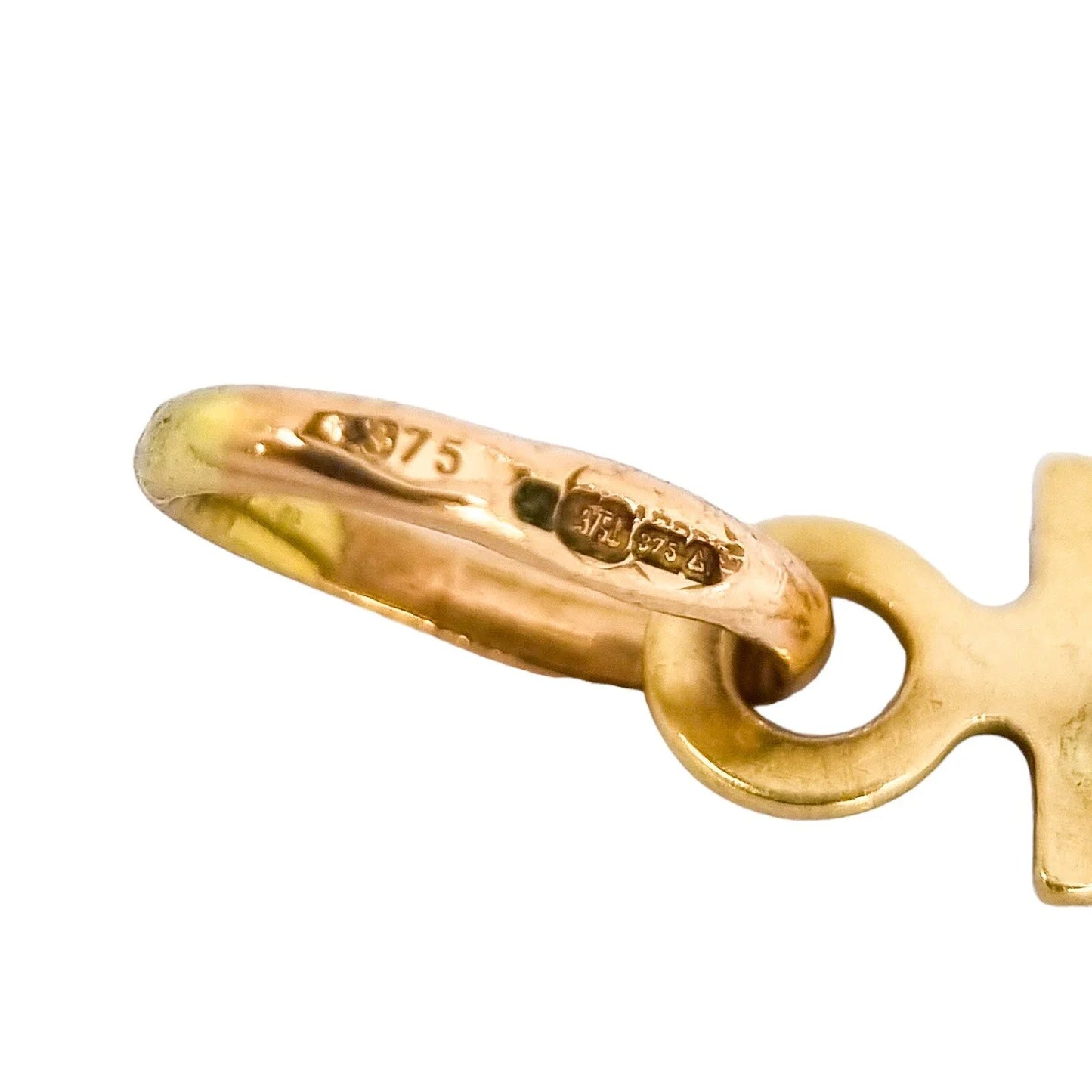 Vintage UnoAErre Italian 9ct yellow gold INRI crucifix pendant
