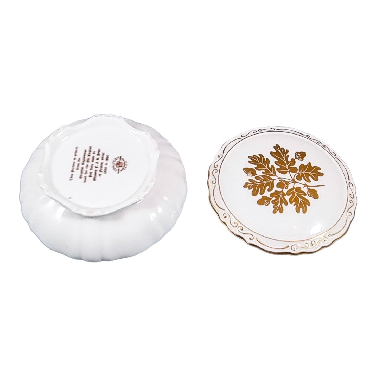 Coalport fine bone china large box hand-painted with gilt acorns and oak leaves