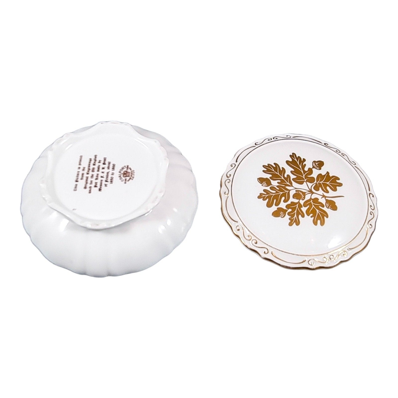Coalport fine bone china large box hand-painted with gilt acorns and oak leaves