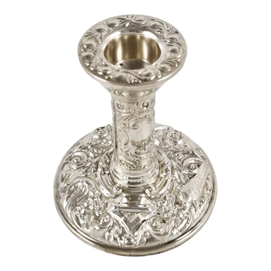Vintage sterling silver candlestick embossed with flowers in Art Nouveau style