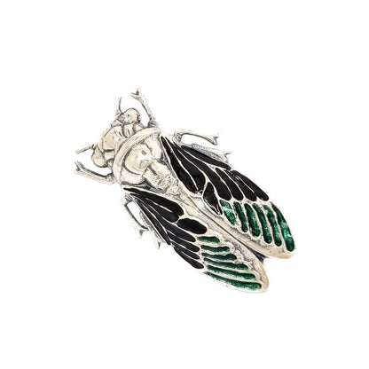 Sterling silver enamel bug / beetle statement brooch
