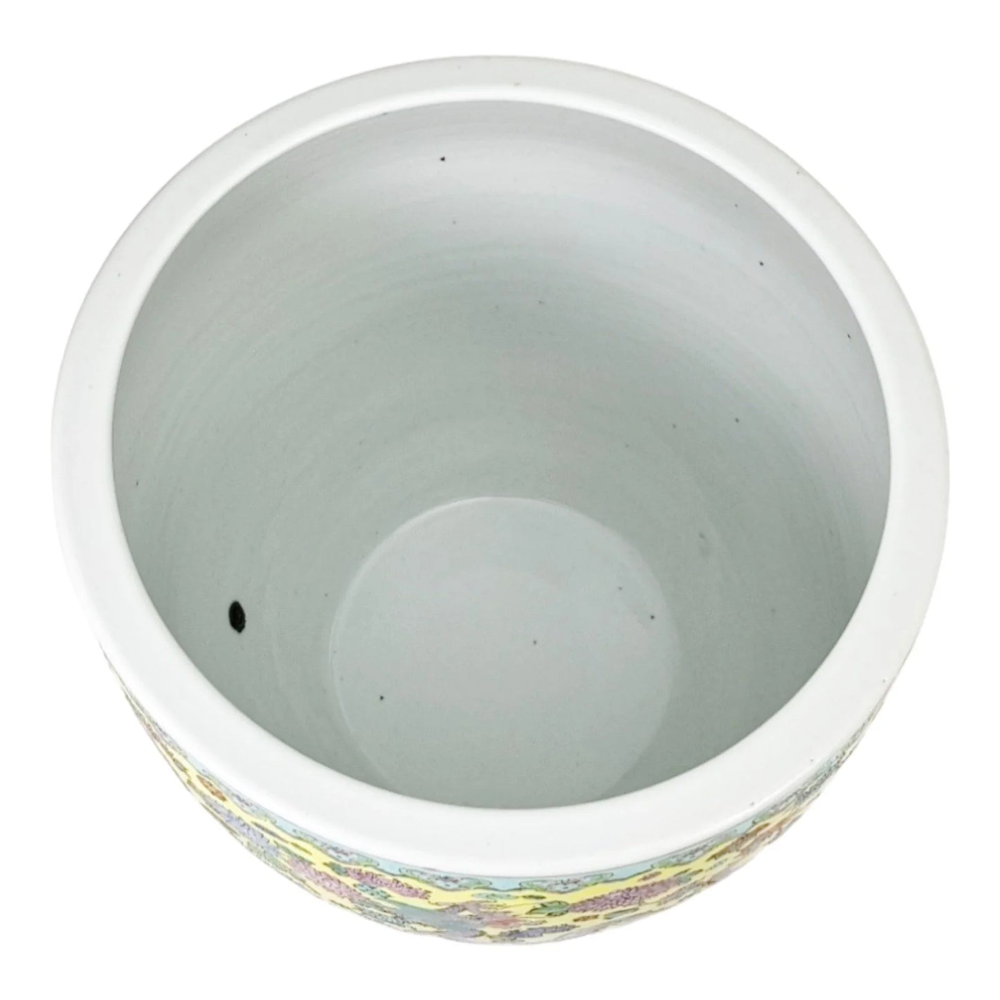 Large Chinese famille jaune porcelain jardinière with dragons and chrysanthemum flowers