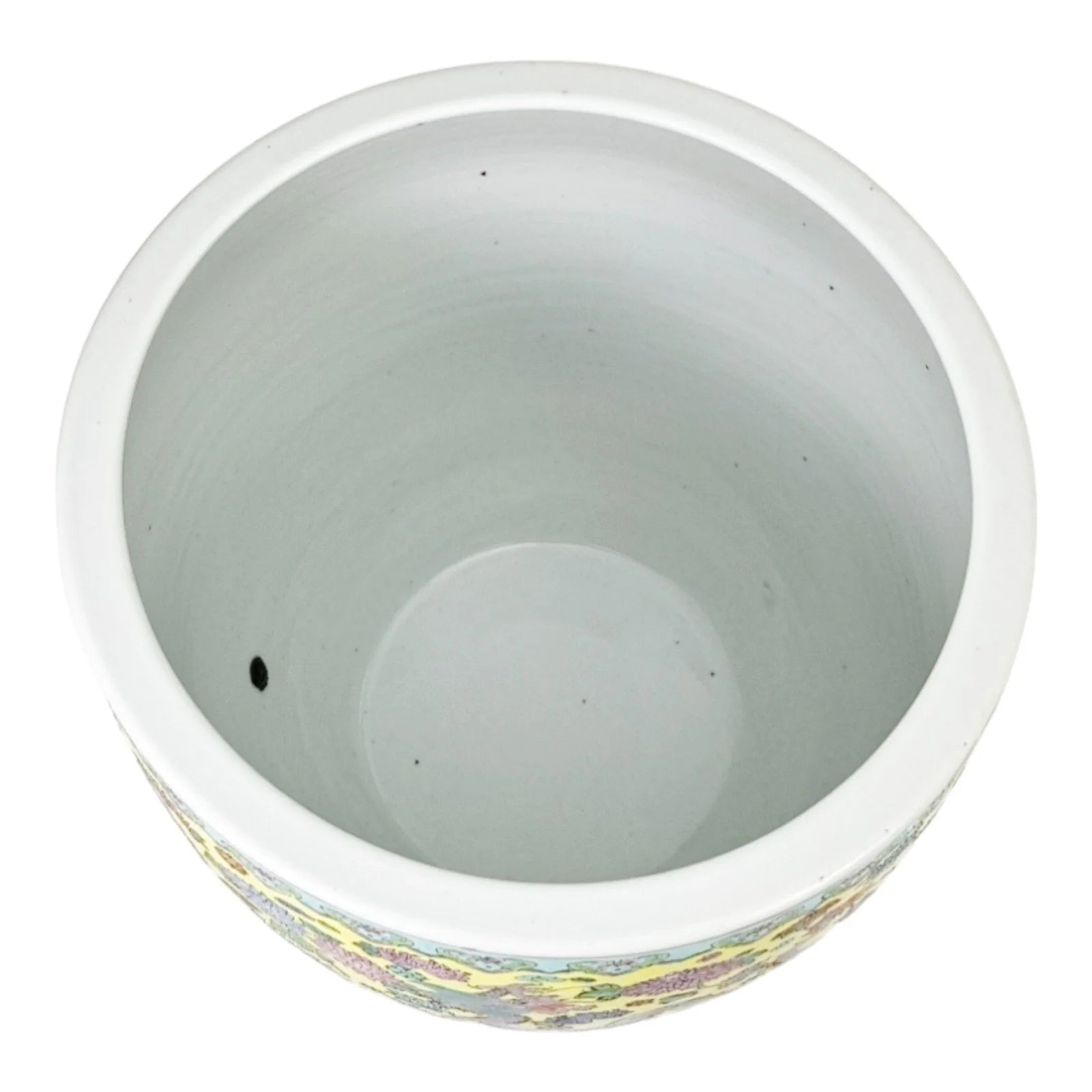 Large Chinese famille jaune porcelain jardinière with dragons and chrysanthemum flowers