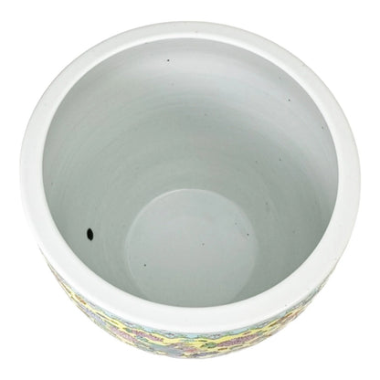 Large Chinese famille jaune porcelain jardinière with dragons and chrysanthemum flowers