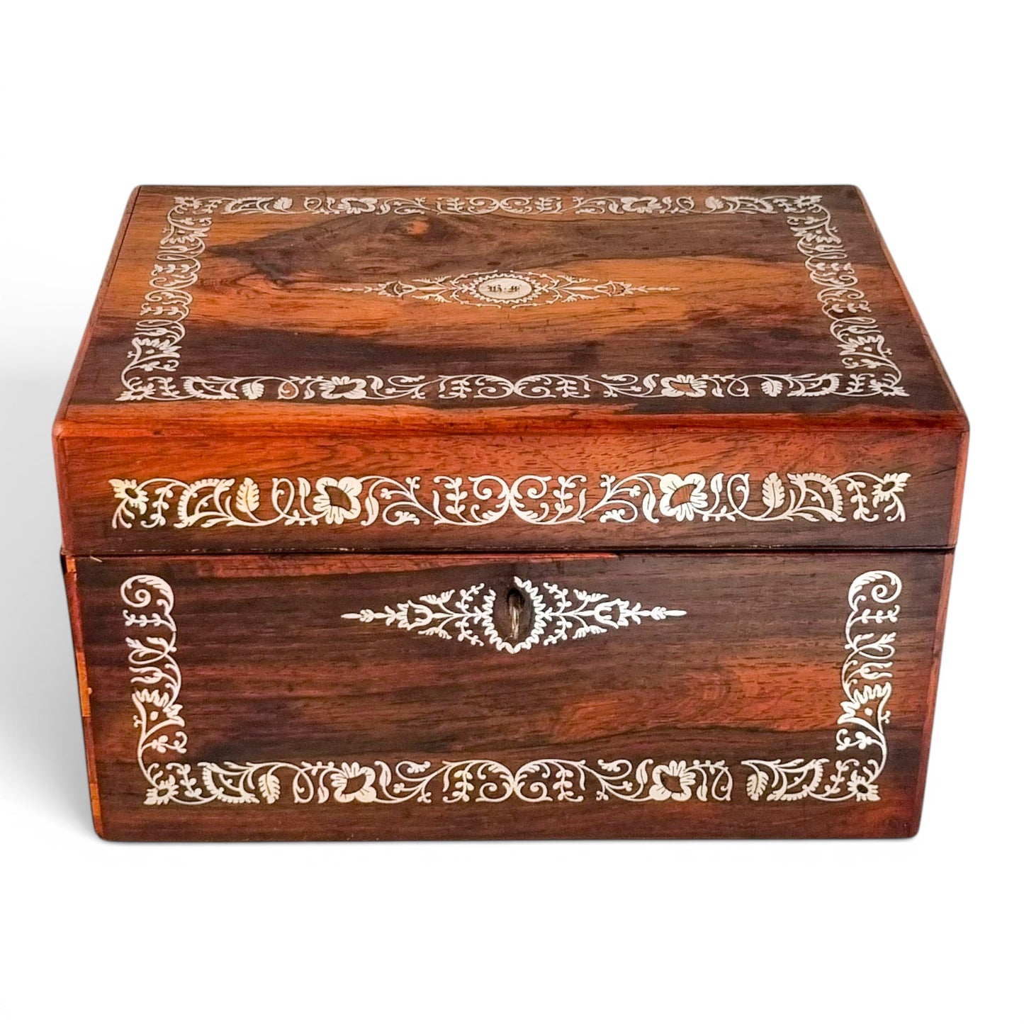 Victorian mother-of-pearl box, mirror & secret drawer
