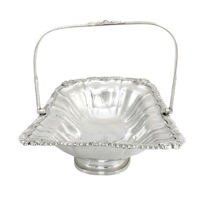 George III Old Sheffield plate large fluted basket with sterling aristocratic stag family crest