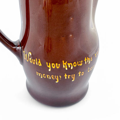 George V Royal Doulton Kingsware proverb pitcher with sterling silver rim