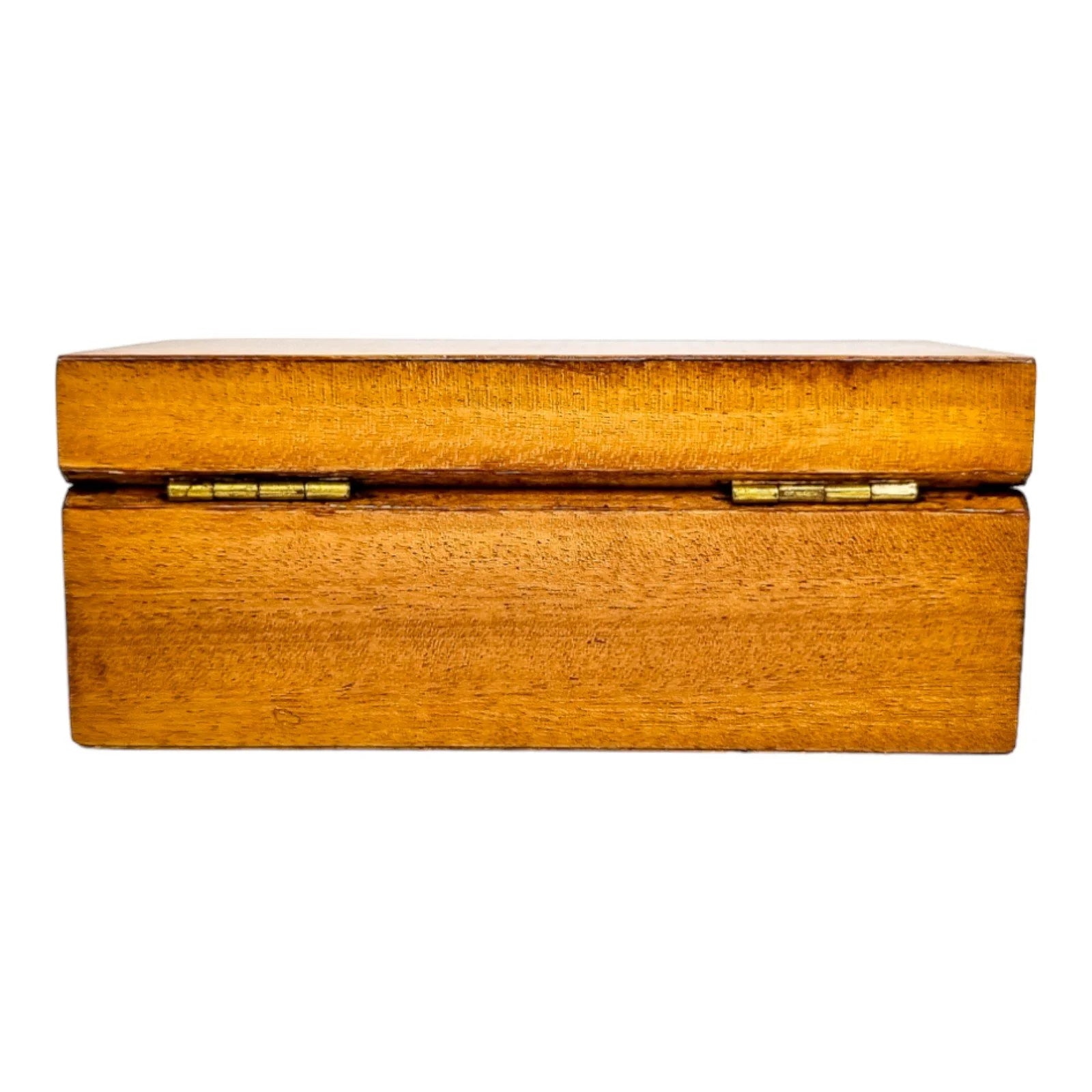 Art Deco satinwood keepsake / card box with cherry leather lining