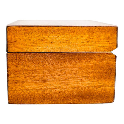 Art Deco satinwood keepsake / card box with cherry leather lining
