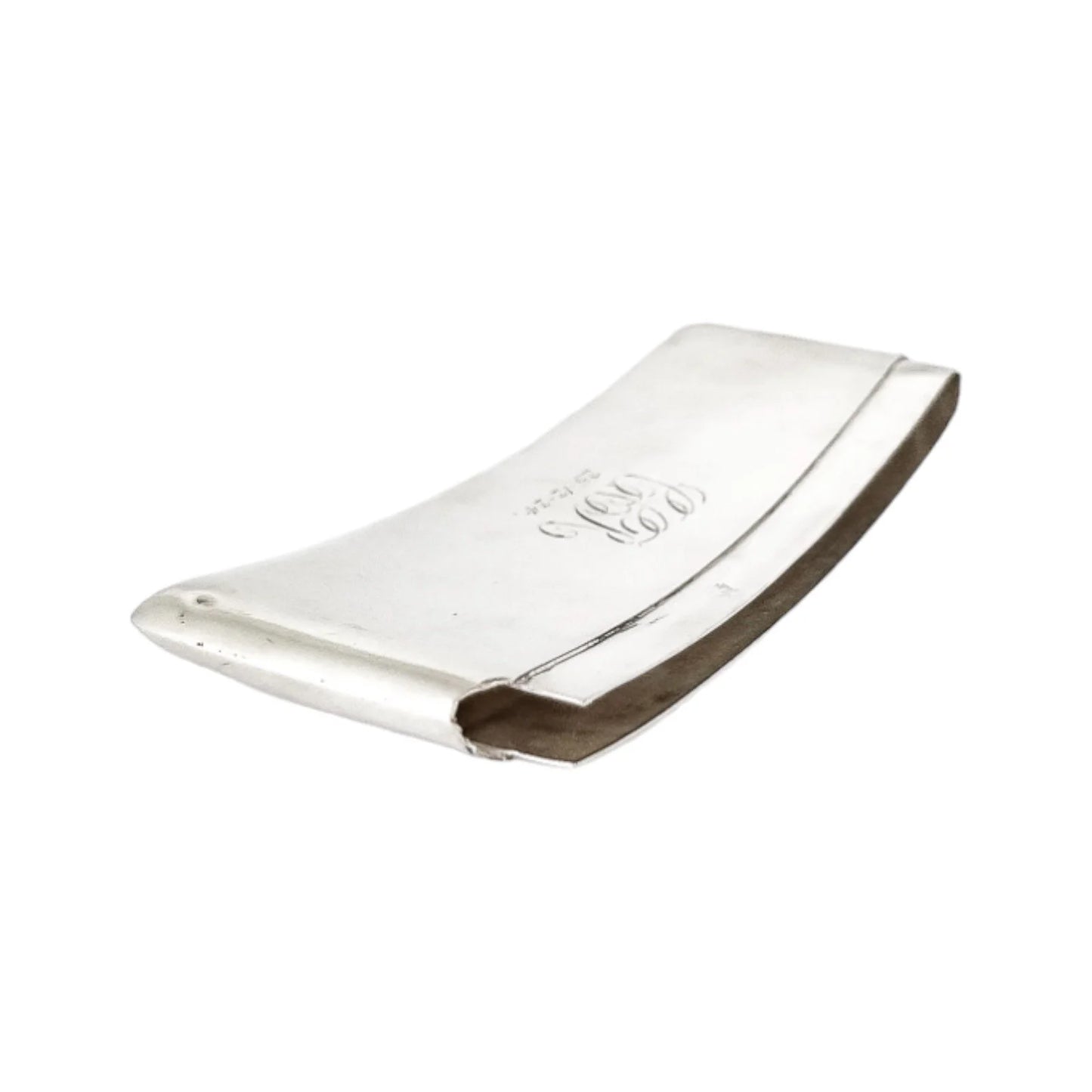 Art Deco sterling silver 9ct rose gold card case with leaf decoration