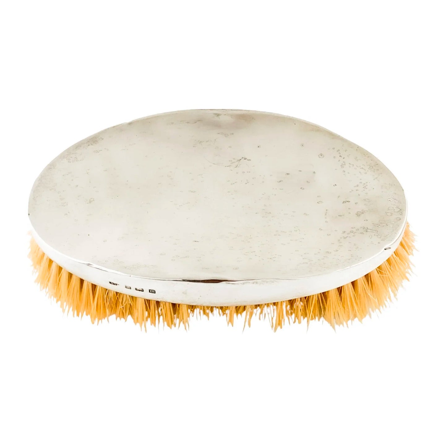 Large Edwardian sterling silver oval military beard / hairbrush with boar bristles
