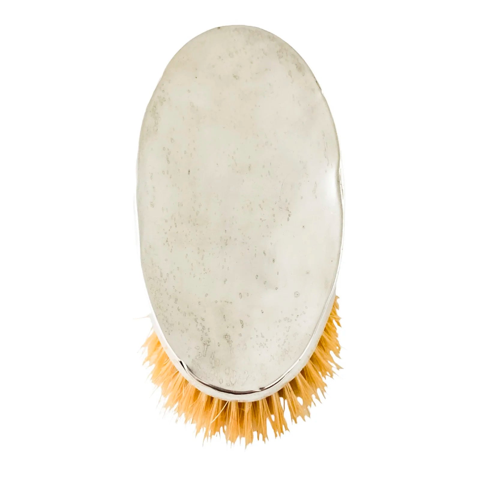 Large Edwardian sterling silver oval military beard / hairbrush with boar bristles