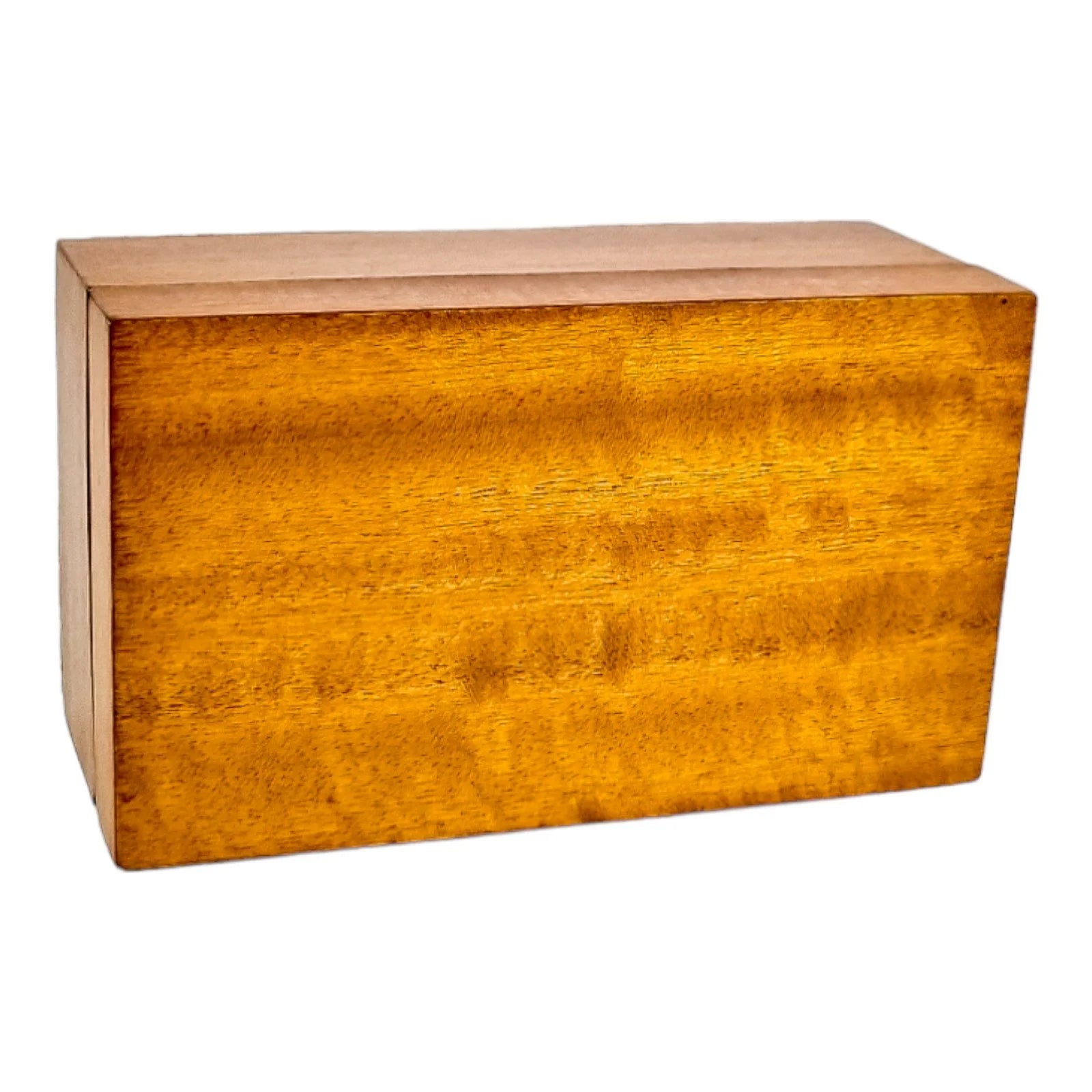 Art Deco satinwood keepsake / card box with cherry leather lining